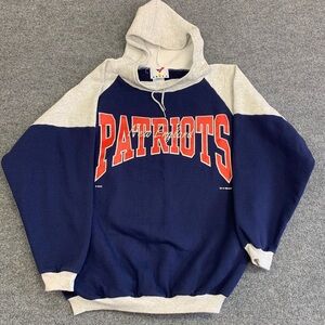 Vintage 1993 New England Patriots Spell Out Colour-block Hoodie
